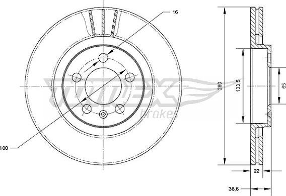 TOMEX brakes TX 70-09 - Тормозной диск autospares.lv