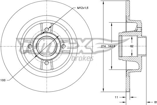 TOMEX brakes TX 70-801 - Тормозной диск autospares.lv