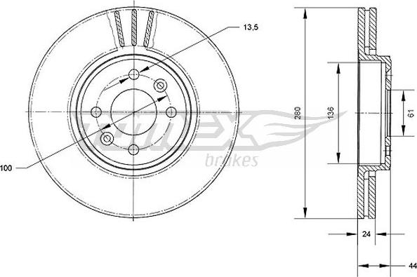 TOMEX brakes TX 70-22 - Тормозной диск autospares.lv