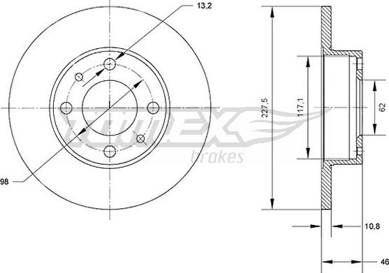 TOMEX brakes TX 71-16 - Тормозной диск autospares.lv