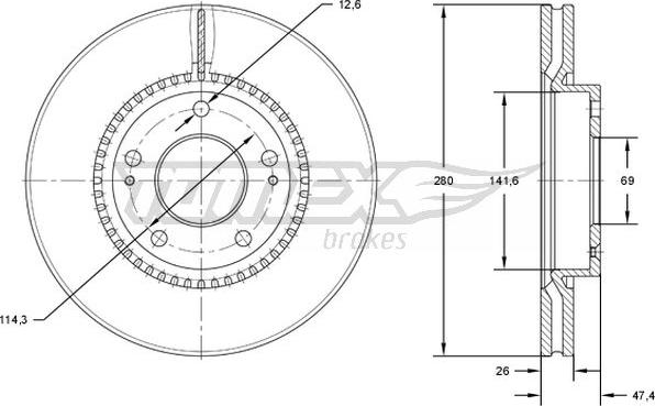 TOMEX brakes TX 71-35 - Тормозной диск autospares.lv