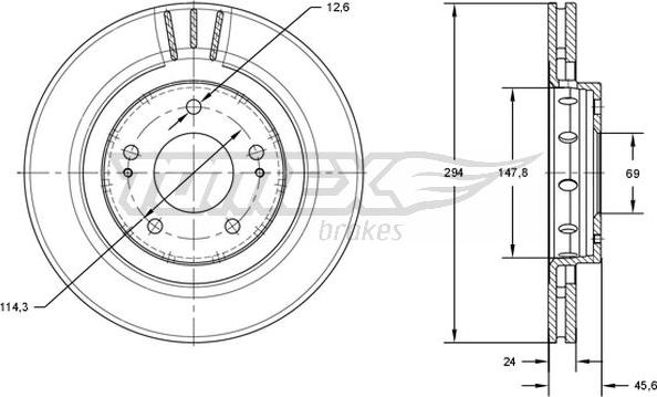 TOMEX brakes TX 71-74 - Тормозной диск autospares.lv