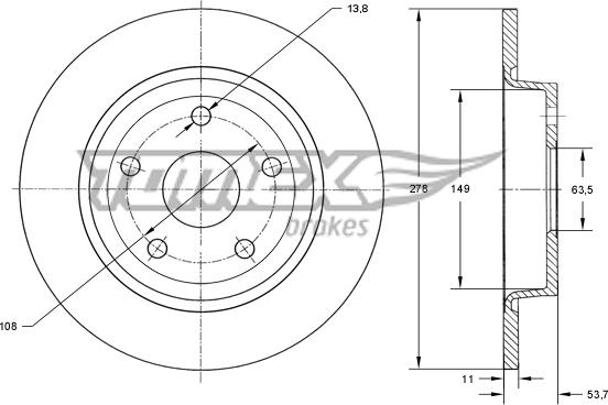 TOMEX brakes TX 73-94 - Тормозной диск autospares.lv