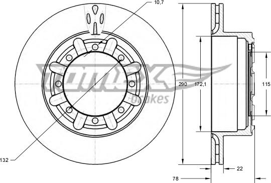 TOMEX brakes TX 73-49 - Тормозной диск autospares.lv