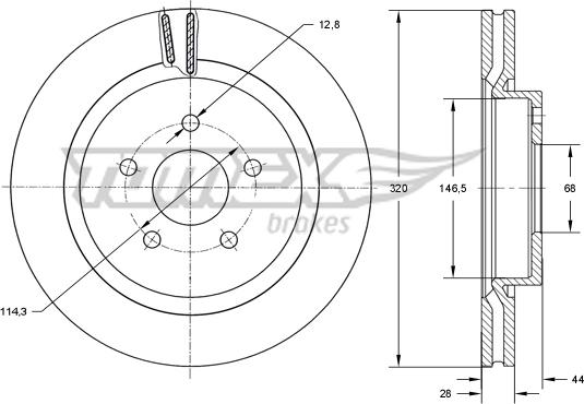 TOMEX brakes TX 73-52 - Тормозной диск autospares.lv