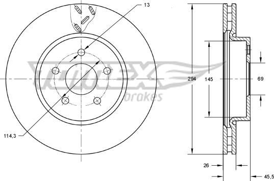 TOMEX brakes TX 73-63 - Тормозной диск autospares.lv