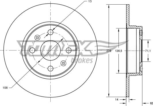 TOMEX brakes TX 73-67 - Тормозной диск autospares.lv