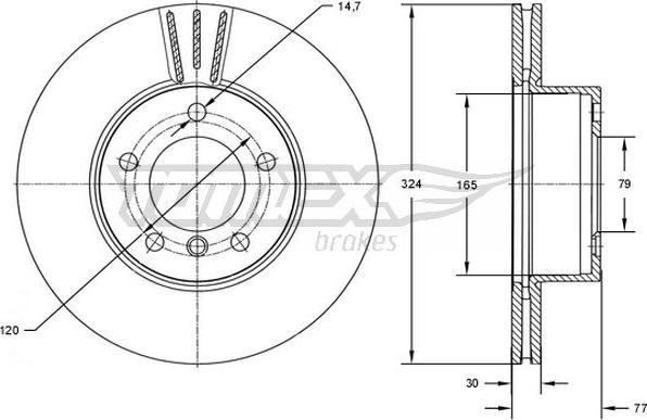 TOMEX brakes TX 73-15 - Тормозной диск autospares.lv