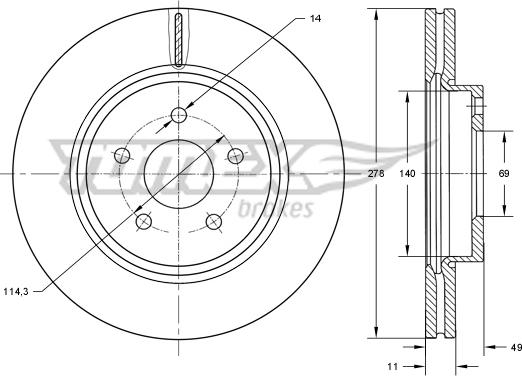 TOMEX brakes TX 73-18 - Тормозной диск autospares.lv