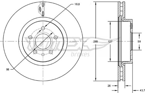 TOMEX brakes TX 73-13 - Тормозной диск autospares.lv