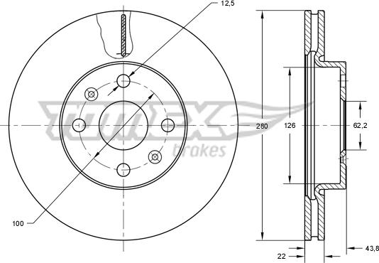 TOMEX brakes TX 73-34 - Тормозной диск autospares.lv