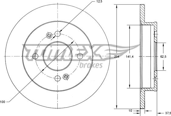 TOMEX brakes TX 73-37 - Тормозной диск autospares.lv