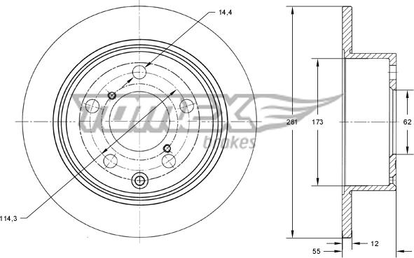 TOMEX brakes TX 73-28 - Тормозной диск autospares.lv