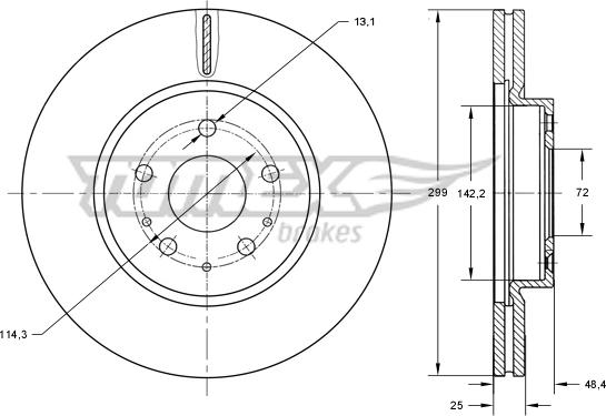 TOMEX brakes TX 73-22 - Тормозной диск autospares.lv