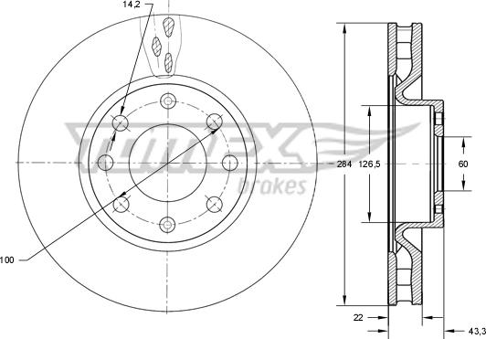 TOMEX brakes TX 73-76 - Тормозной диск autospares.lv