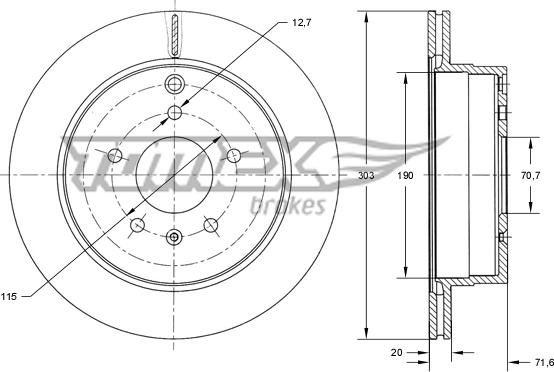 TOMEX brakes TX 73-71 - Тормозной диск autospares.lv