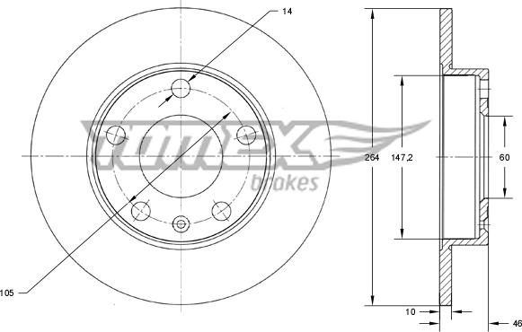 TOMEX brakes TX 73-72 - Тормозной диск autospares.lv