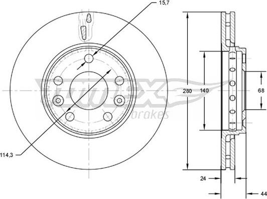 TOMEX brakes TX 72-61 - Тормозной диск autospares.lv