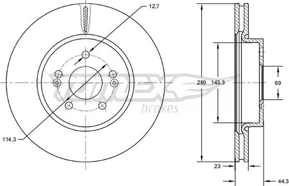 TOMEX brakes TX 72-67 - Тормозной диск autospares.lv