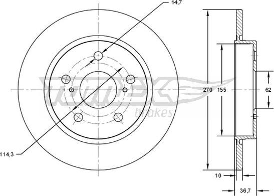 TOMEX brakes TX 72-00 - Тормозной диск autospares.lv