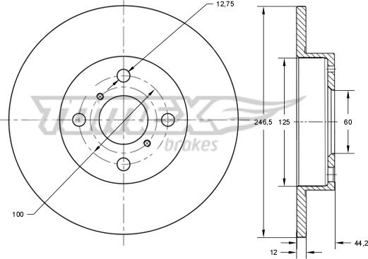 TOMEX brakes TX 72-29 - Тормозной диск autospares.lv