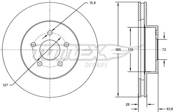 TOMEX brakes TX 72-23 - Тормозной диск autospares.lv