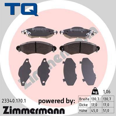 TQ 244960 - Тормозные колодки, дисковые, комплект autospares.lv