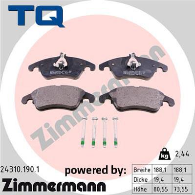 TQ 244934 - Тормозные колодки, дисковые, комплект autospares.lv