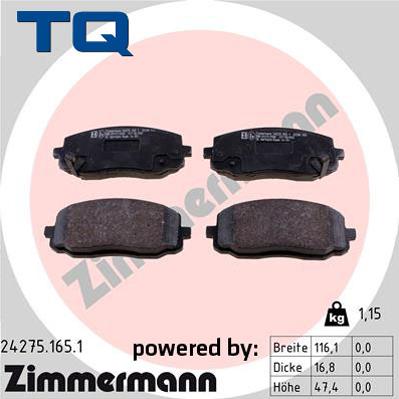 TQ 244921 - Тормозные колодки, дисковые, комплект autospares.lv