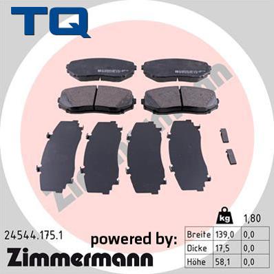 TQ 244865 - Тормозные колодки, дисковые, комплект autospares.lv