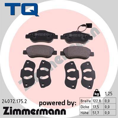 TQ 244808 - Тормозные колодки, дисковые, комплект autospares.lv