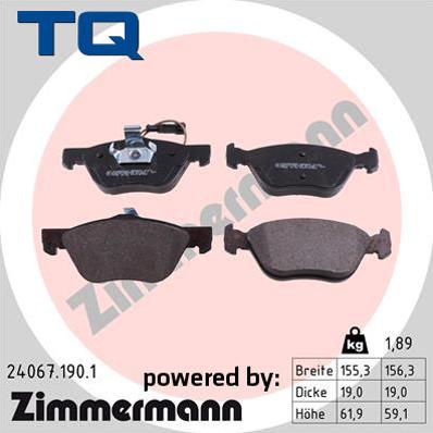 TQ 244807 - Тормозные колодки, дисковые, комплект autospares.lv