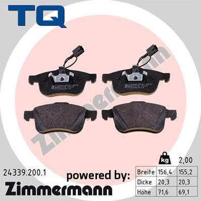 TQ 244818 - Тормозные колодки, дисковые, комплект autospares.lv