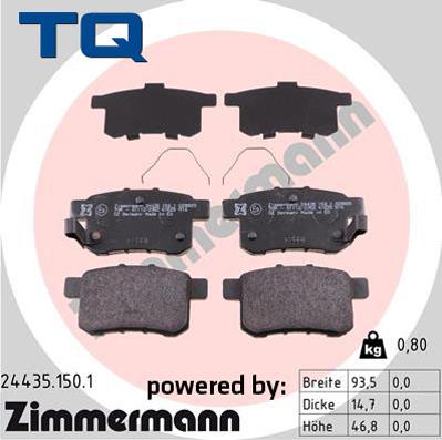 TQ 244820 - Тормозные колодки, дисковые, комплект autospares.lv