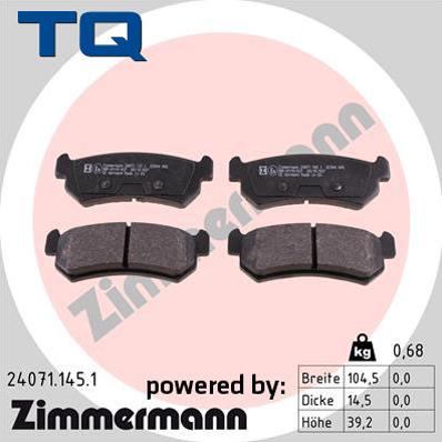 TQ 244877 - Тормозные колодки, дисковые, комплект autospares.lv