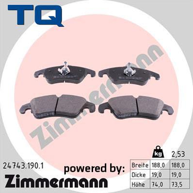 TQ 244757 - Тормозные колодки, дисковые, комплект autospares.lv