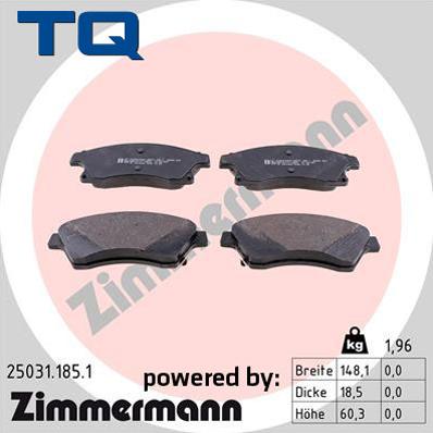 TQ 244763 - Тормозные колодки, дисковые, комплект autospares.lv