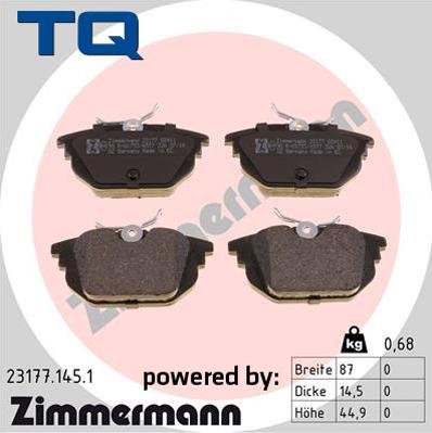 TQ 244709 - Тормозные колодки, дисковые, комплект autospares.lv