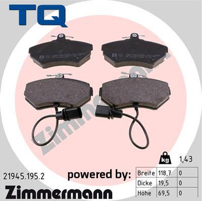 TQ 244703 - Тормозные колодки, дисковые, комплект autospares.lv