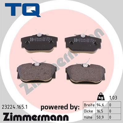 TQ TQ-BP0399 - Тормозные колодки, дисковые, комплект autospares.lv