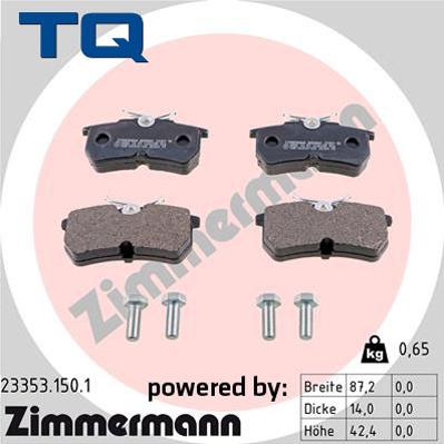 TQ 244717 - Тормозные колодки, дисковые, комплект autospares.lv