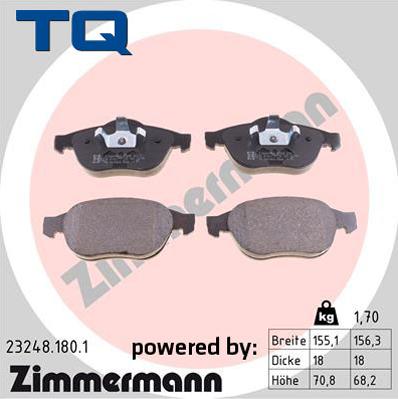 TQ TQ-BP0407 - Тормозные колодки, дисковые, комплект autospares.lv