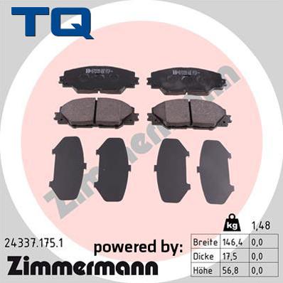 TQ 244736 - Тормозные колодки, дисковые, комплект autospares.lv