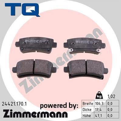 TQ 229546 - Тормозные колодки, дисковые, комплект autospares.lv