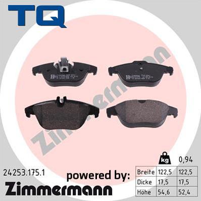 TQ TQ-BP0725 - Тормозные колодки, дисковые, комплект autospares.lv