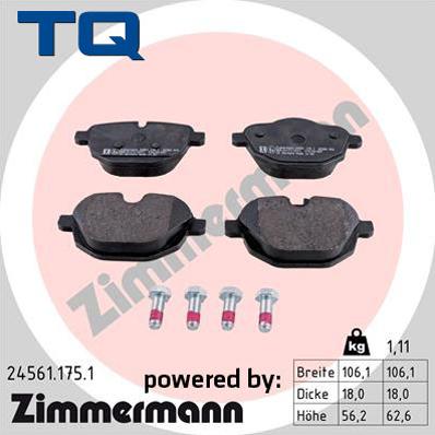 TQ 229548 - Тормозные колодки, дисковые, комплект autospares.lv