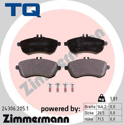 TQ 229543 - Тормозные колодки, дисковые, комплект autospares.lv