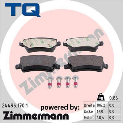 TQ TQ-BP0807 - Тормозные колодки, дисковые, комплект autospares.lv