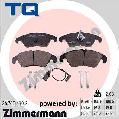 TQ 229552 - Тормозные колодки, дисковые, комплект autospares.lv