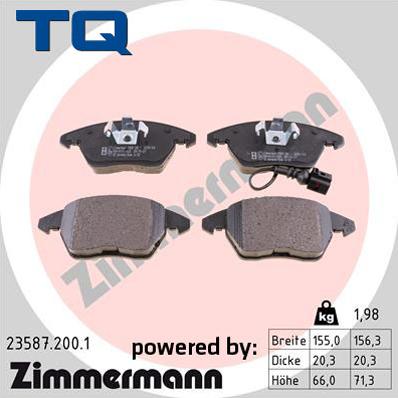 TQ 222690 - Тормозные колодки, дисковые, комплект autospares.lv